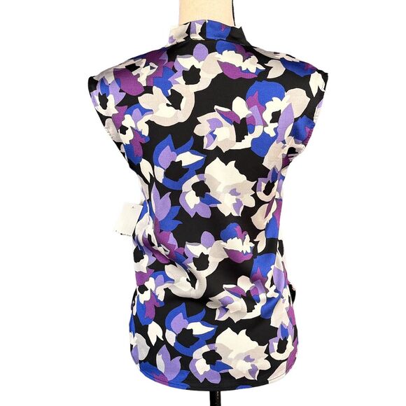 Bar III XX-Small Top Floral Sleeveless V-Neck Tie Keyhole Neck Lightweight New - Picture 4 of 8
